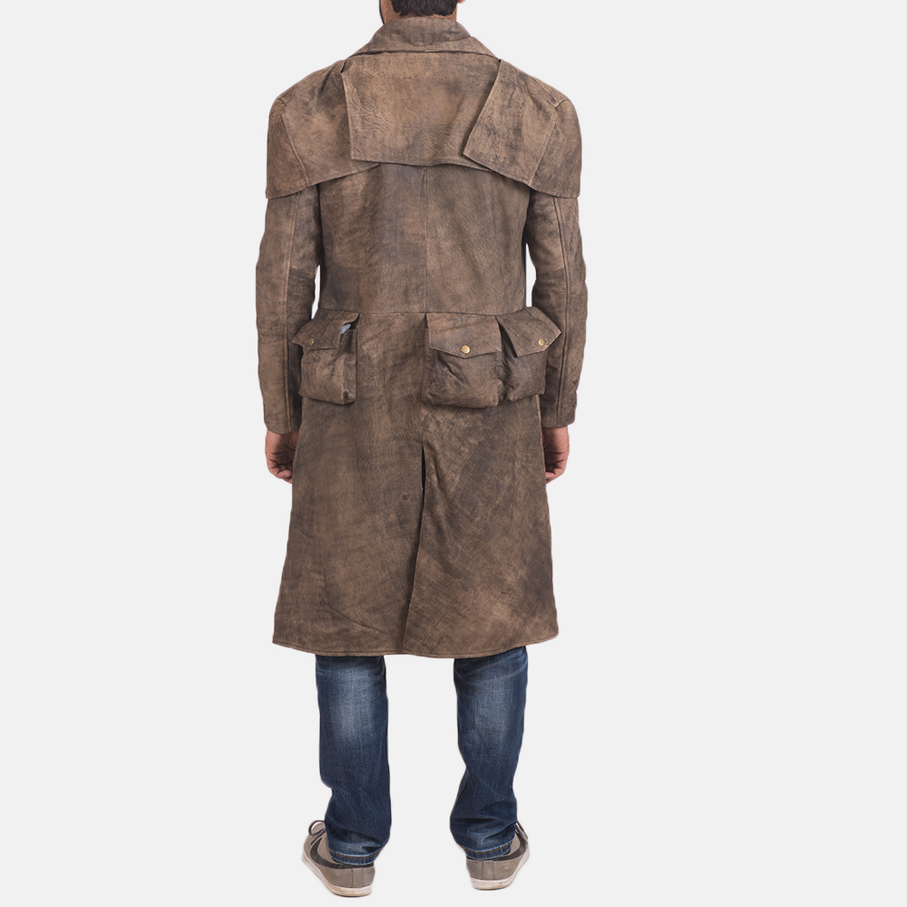 Mens Classic Brown Leather Duster