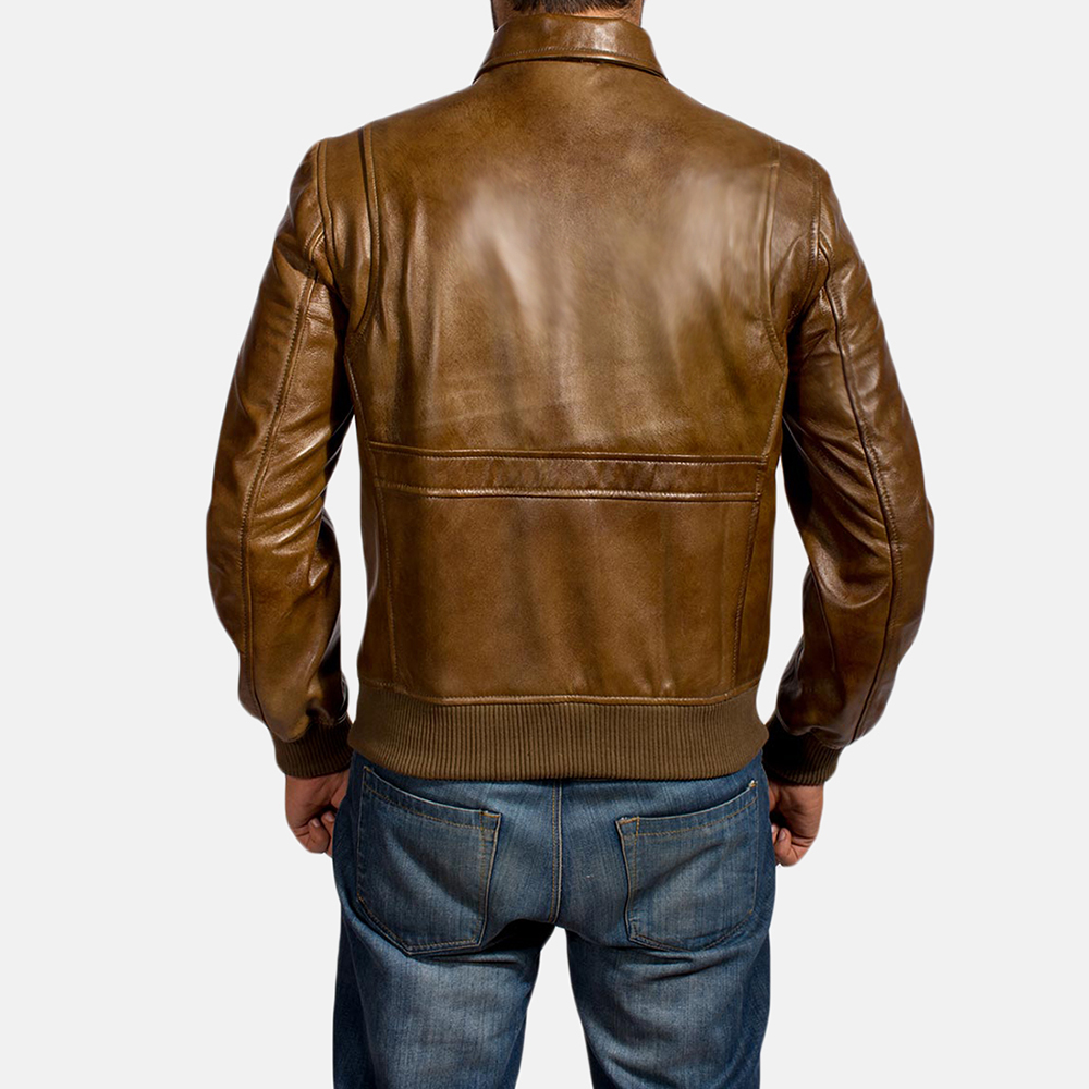 Mens Coffmen Brown Leather Bomber Jacket Mens Coffmen Brown Leather Bomber Jacket 5 - Mens Coffmen Brown Leather Bomber Jacket