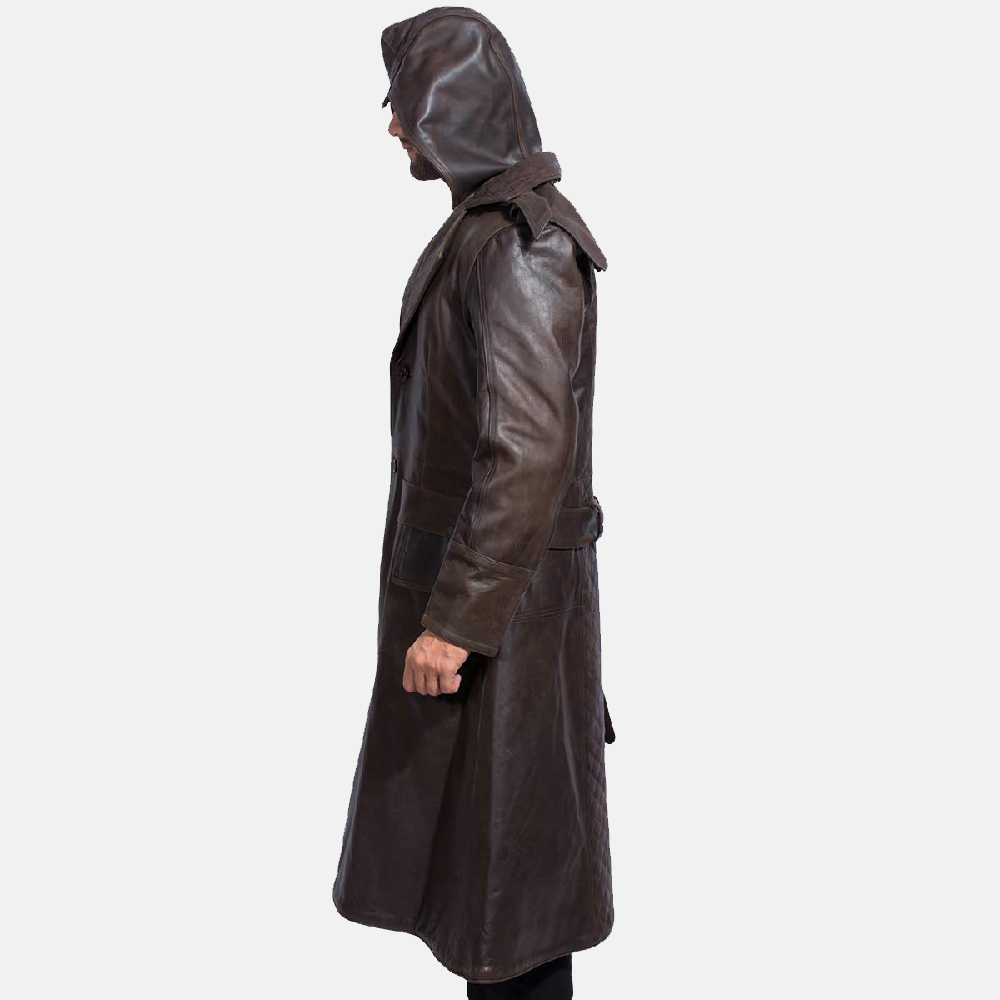 Mens Sledgehammer Brown Leather Trench Coat