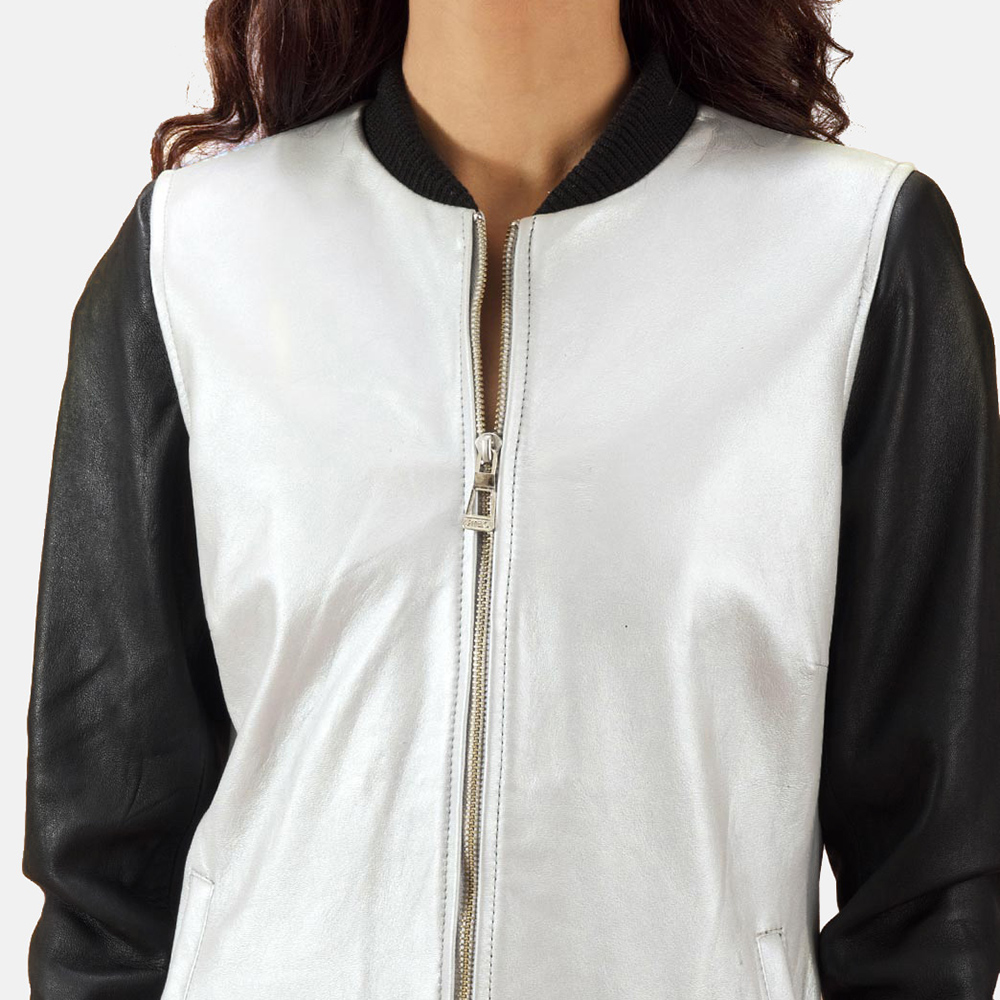silver cropped bomber jacket